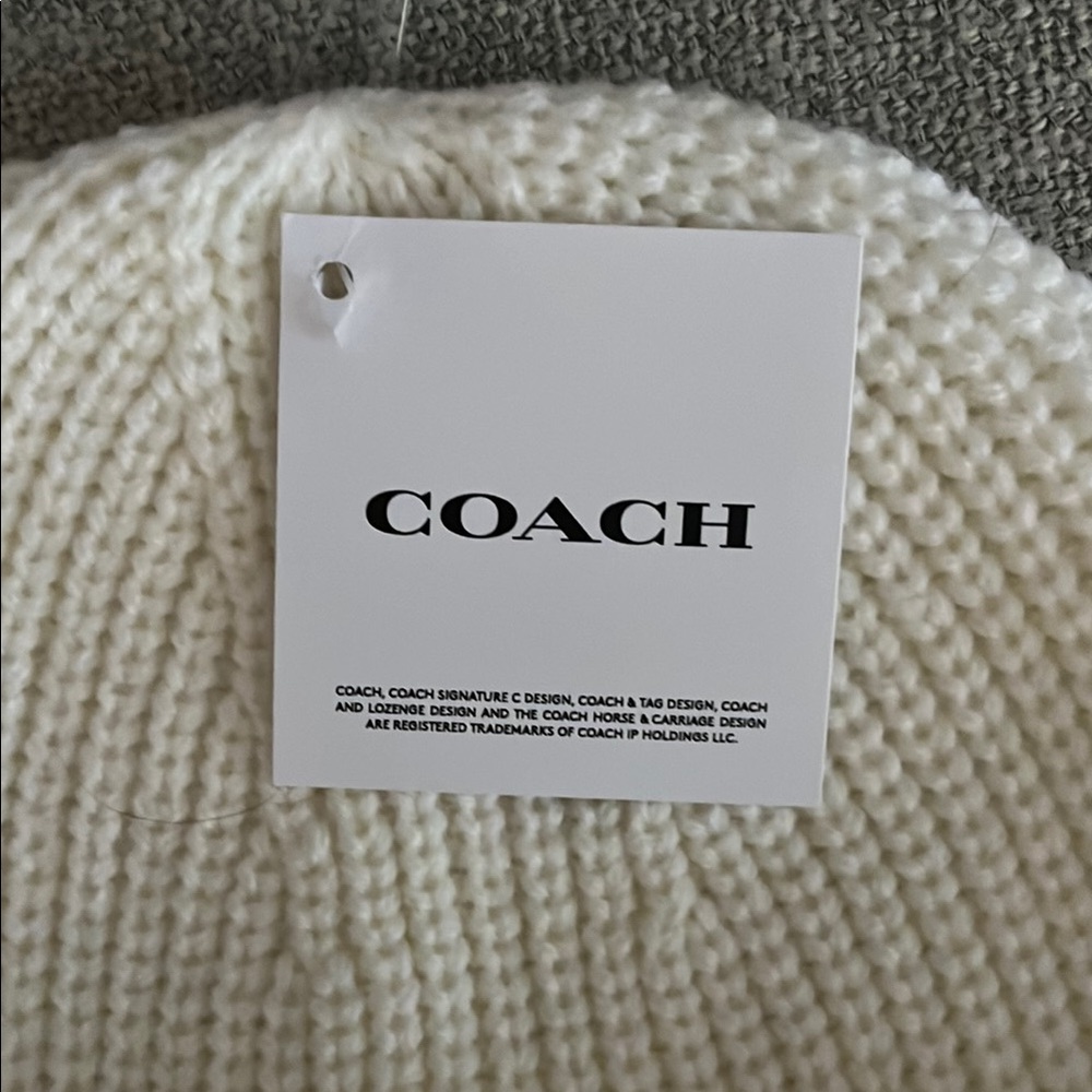 Coach White Knit Beanie - Picture 2 of 6